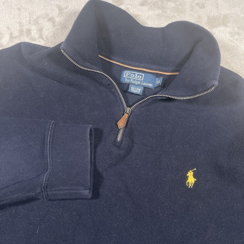 VTG‎ Polo Ralph Lauren Estate Rib 1/4 Zip Sweater Pullover Mens XL Black